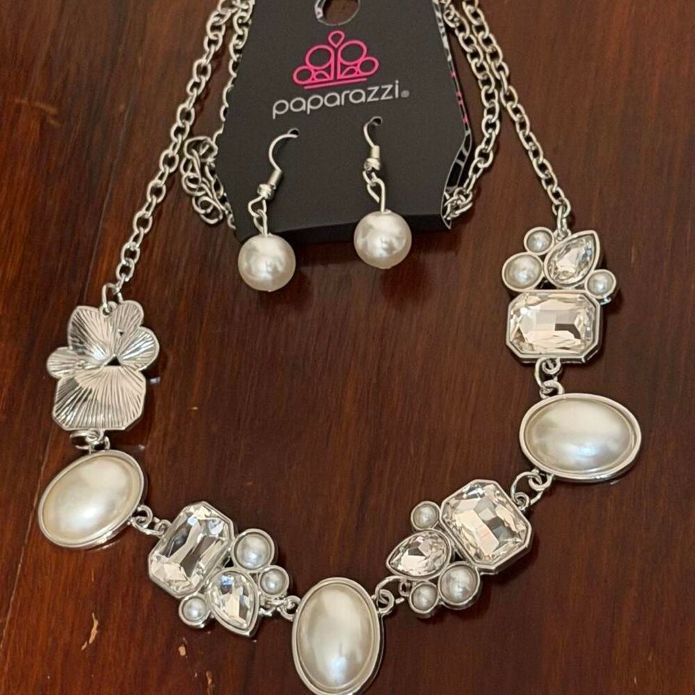 Silver and White Color Necklace